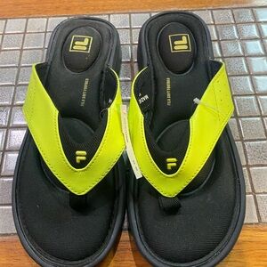 Fila Neon Lime and Black Cushioned Flip-Flops